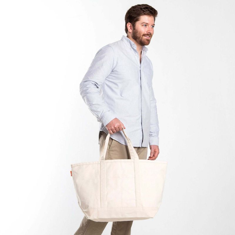 Natural Large Classic Tote - Mahj Tiles