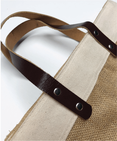Jute Market Bag With Leather Handle Jute Market Bag With Leather Handle